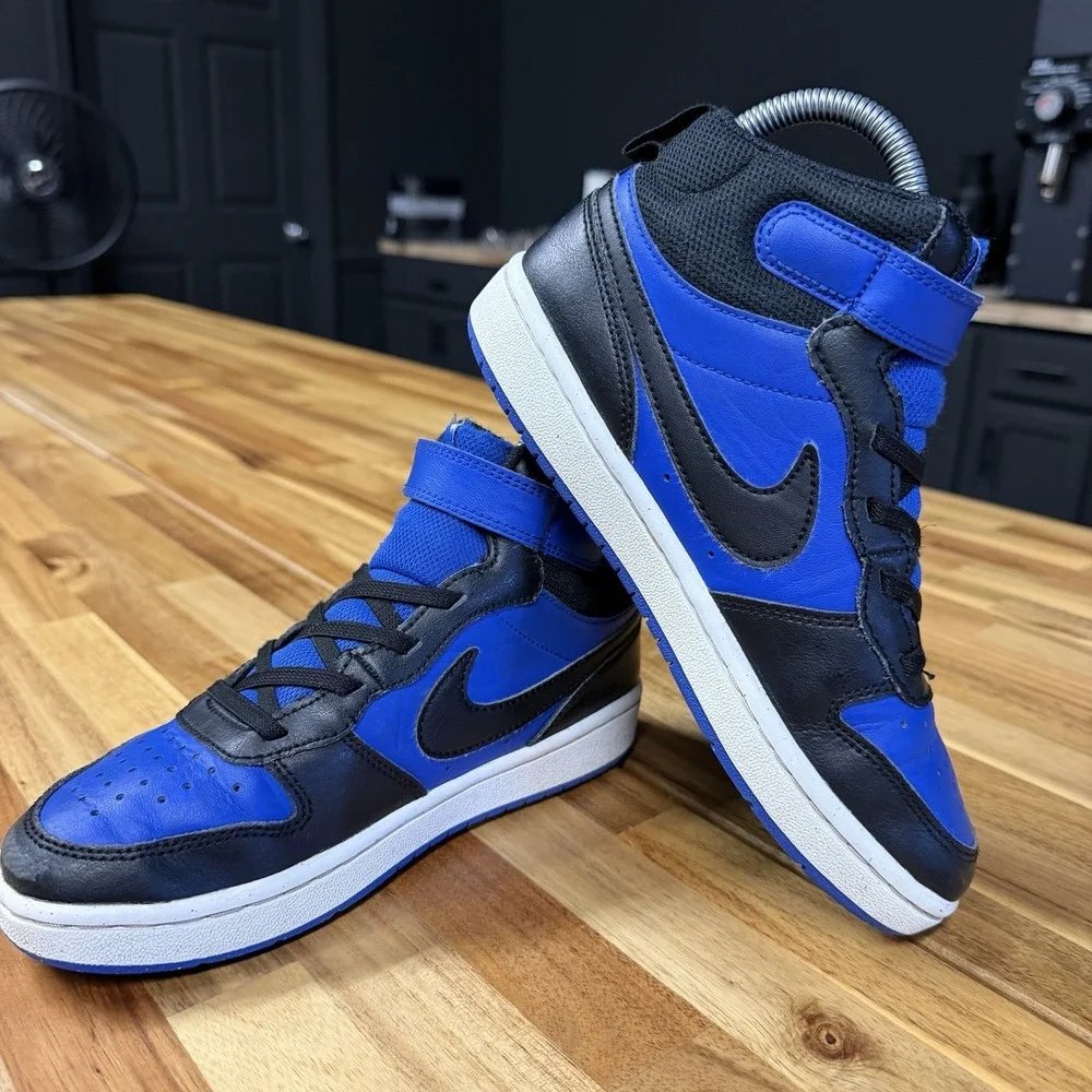 Nike Court Borough Mid 2 Shoes Youth 2.5Y Blue Basketball Sneakers CD7783-404